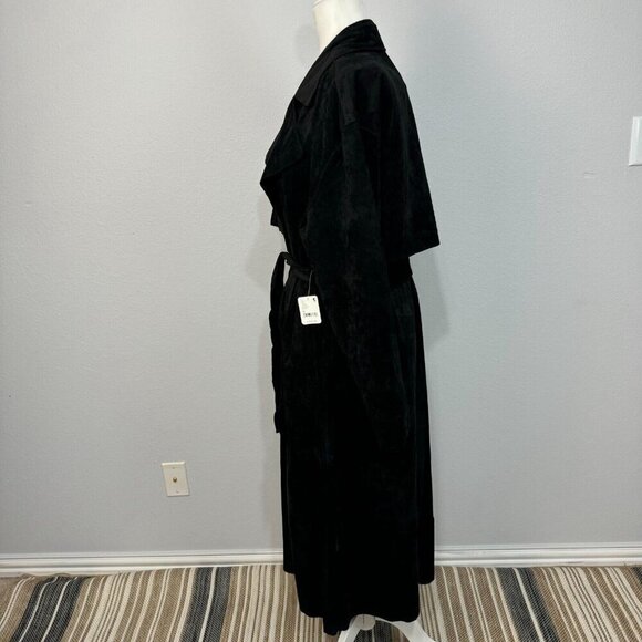 Free People x Blank NYC Vegan Suede Trench Coat Button Front Black Size Small - Picture 9 of 16